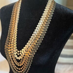 Chico's Gold Multi-Strand Necklace Statement Piece